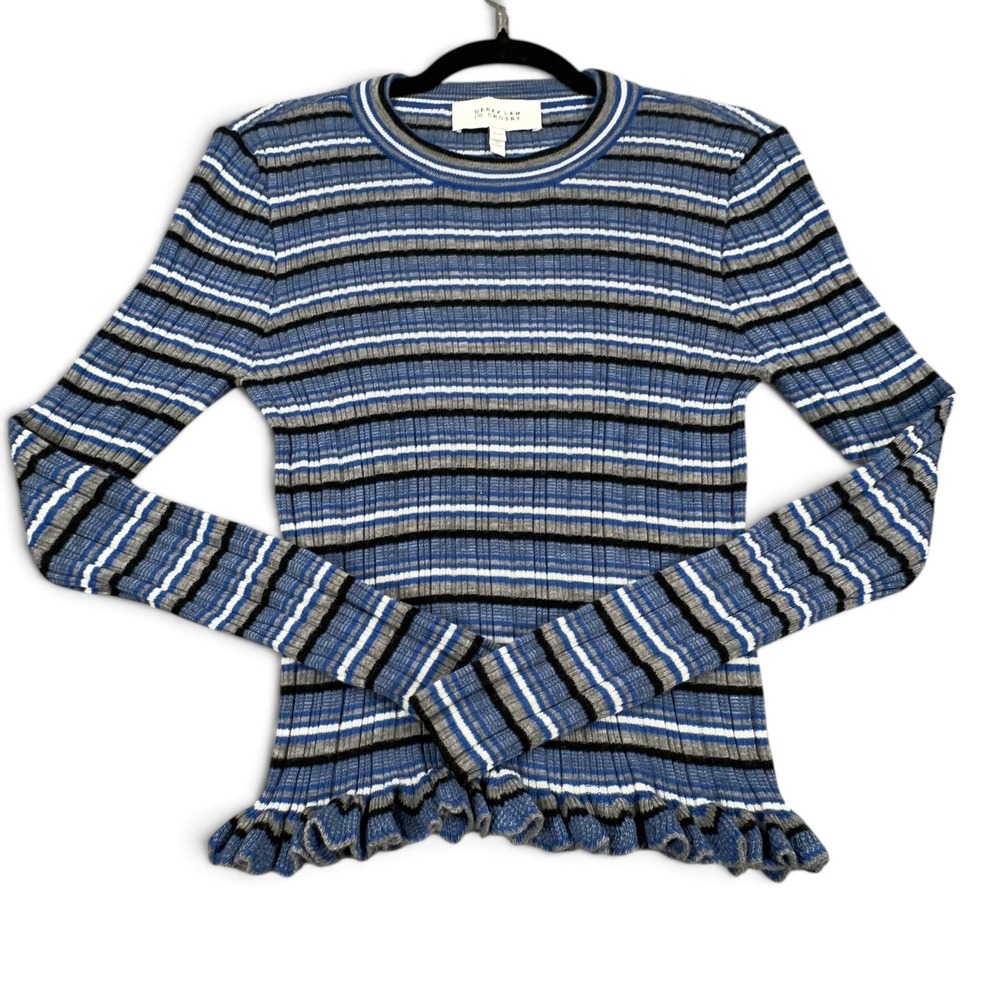 Derek Lam 10 Crosby Sweater Womens XL (Fits as Large) Stretch Wool Ruffle Preppy